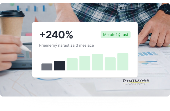 Informačná karta: Merateľný rast +240 % priemerne za 3 mesiace.